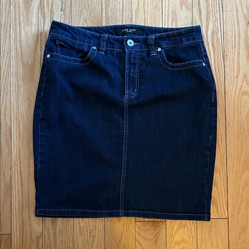 Nine West Dark Blue Denim Pencil Skirt